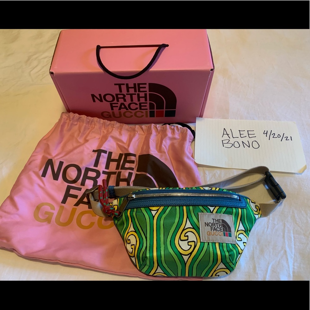 GUCCI X THE NORTH FACE Green and Gold Belt Bag